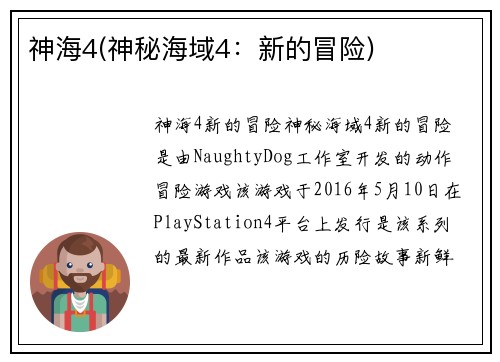 神海4(神秘海域4：新的冒险)